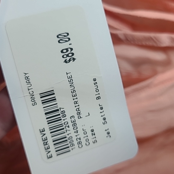 Sanctuary Blouse Size large Peach Long Sleeves Jet Setter - Picture 3 of 5